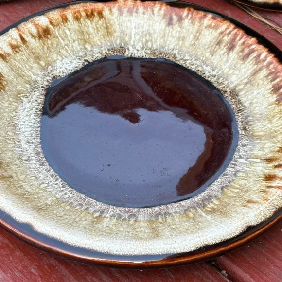 Pfaltzgraff Vintage Gourmet Brown Drip 7” Stoneware Salad Dessert Plates 3 Set - Picture 10 of 13